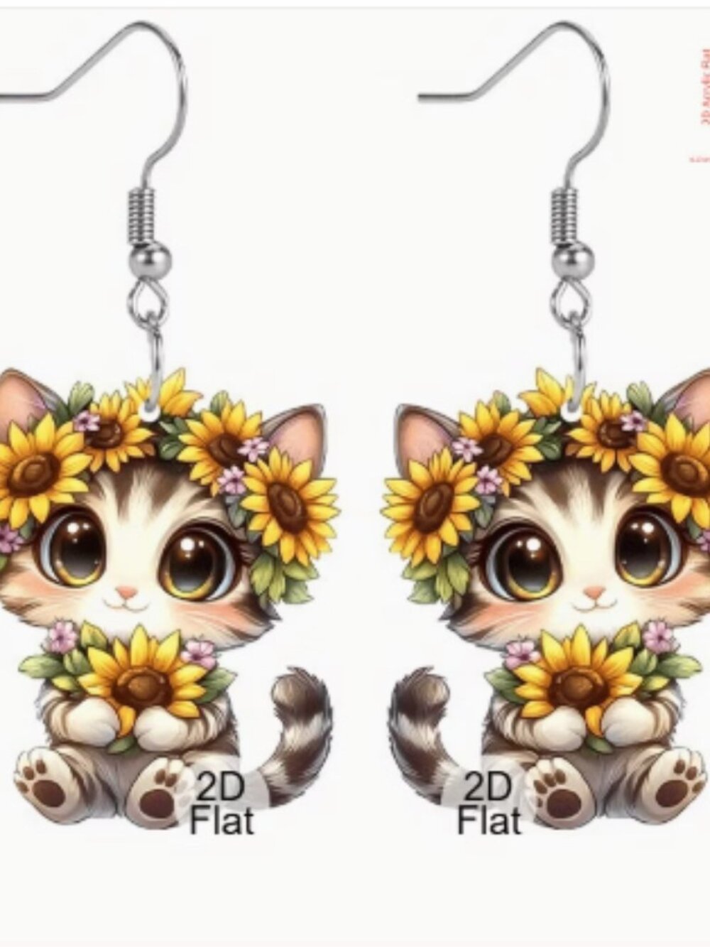 NWT Sunflower Cat Earrings - Picture 2 of 2